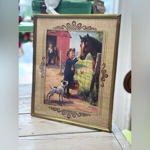 Ornate 1920’s Metal Picture Frame. Picture Included. 10x12 Equestrian